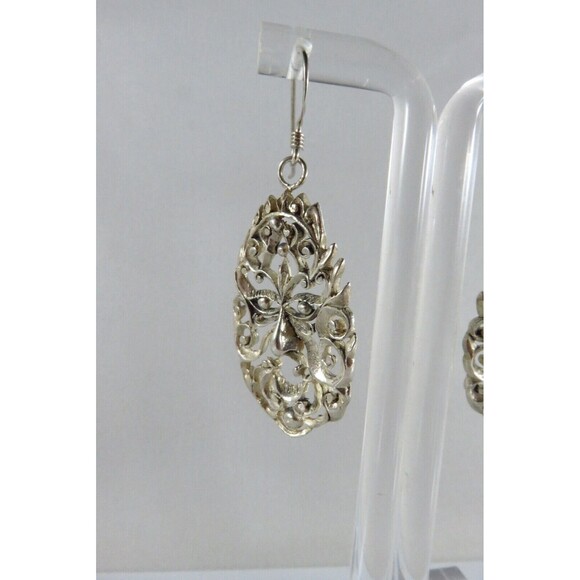 Pierced Sterling Silver Art Nouveau Style Dangling Face Earrings 925 - Picture 2 of 8